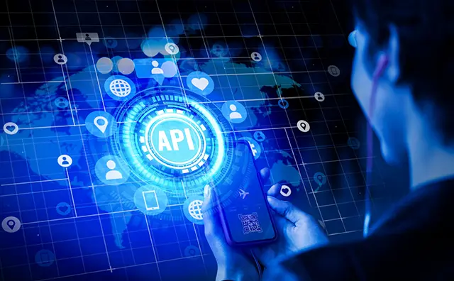 API integration powers mobile fintech and digital infrastructure globally via smartphone.